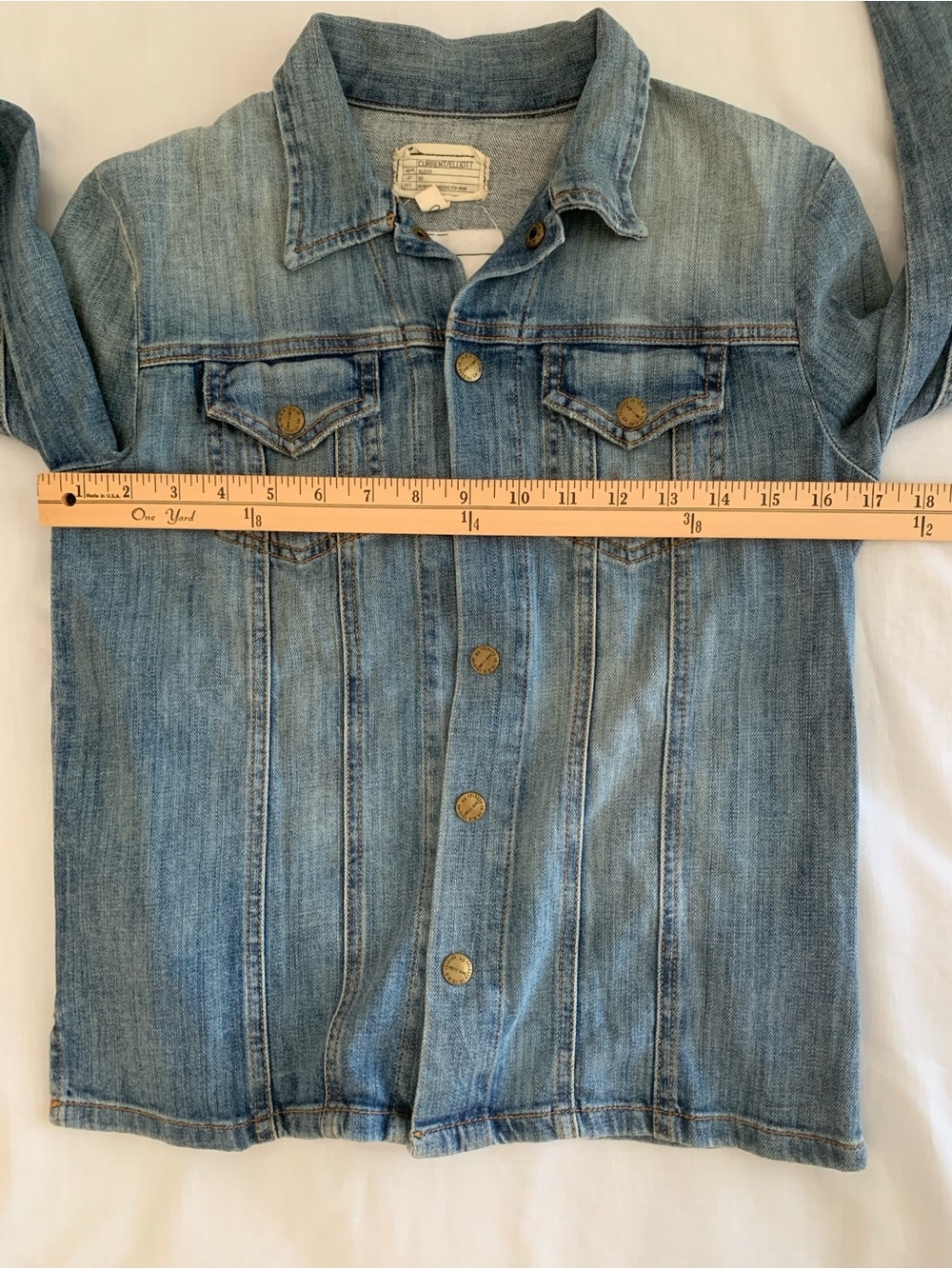 Current/Elliott The Mechanic Denim Jacket Blue Super Loved Wash EUC Size 0 - Picture 4 of 9